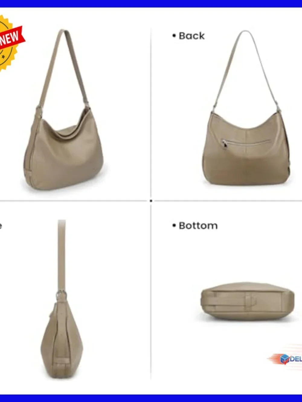 Genuine Leather Slouchy Hobo Crossbody Purse Adjustable Strap Large